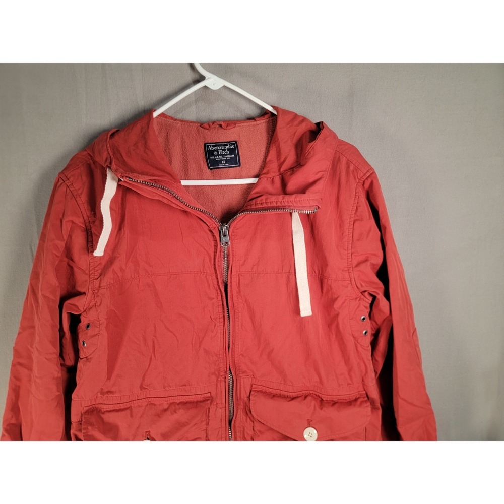 Vintage Y2K Abercrombie Fitch Utility Field Jacket Womens XS Rust Red Hooded - Picture 2 of 15